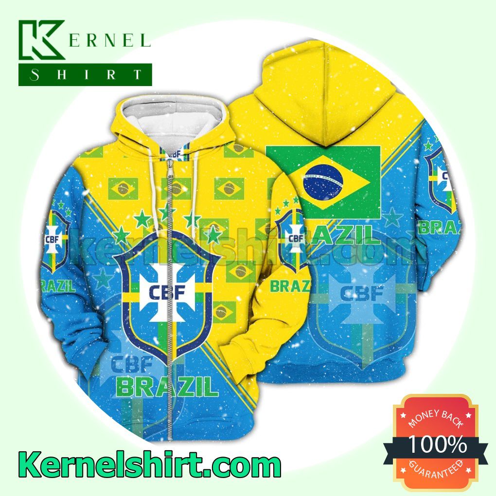 Brazil National Logo Soccer Fan Hawaiian Shirt Sweatshirt a