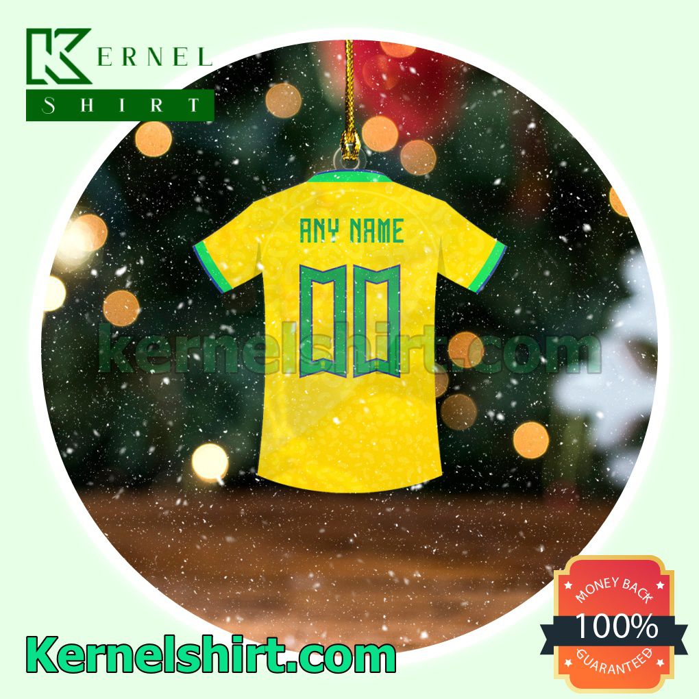 Brazil Team Jersey - Custom Name Fan Holiday Ornaments a