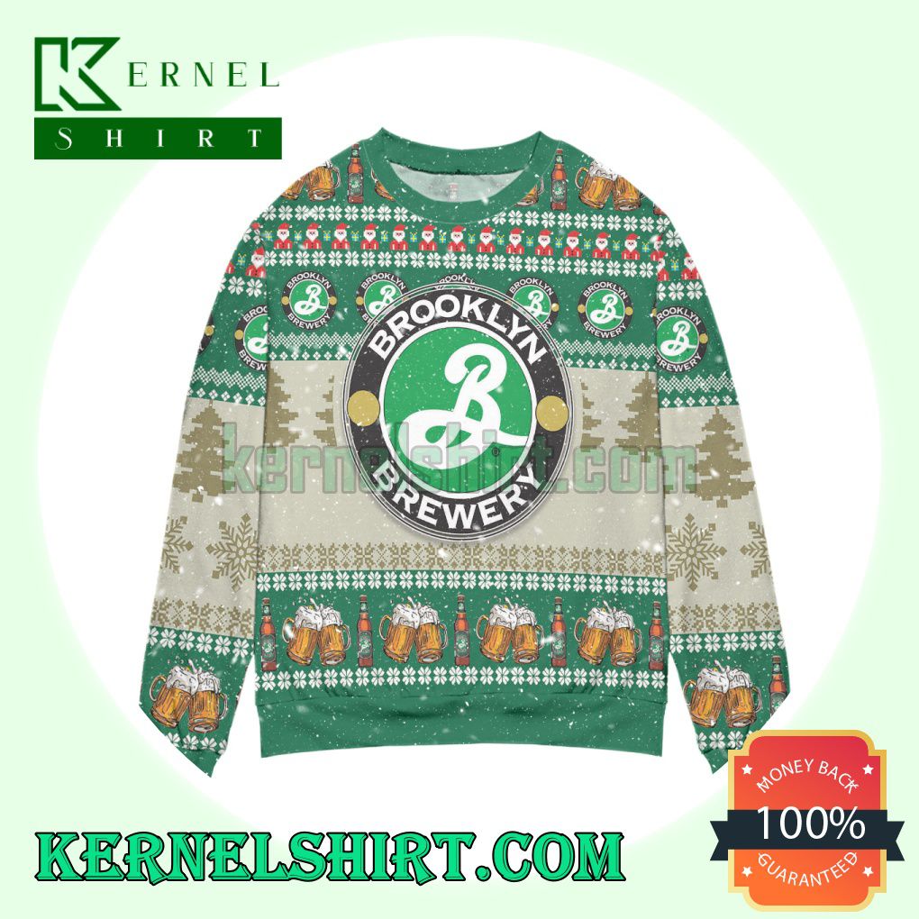 Brooklyn Brewery Beer Santa Pattern Knitting Christmas Sweatshirts