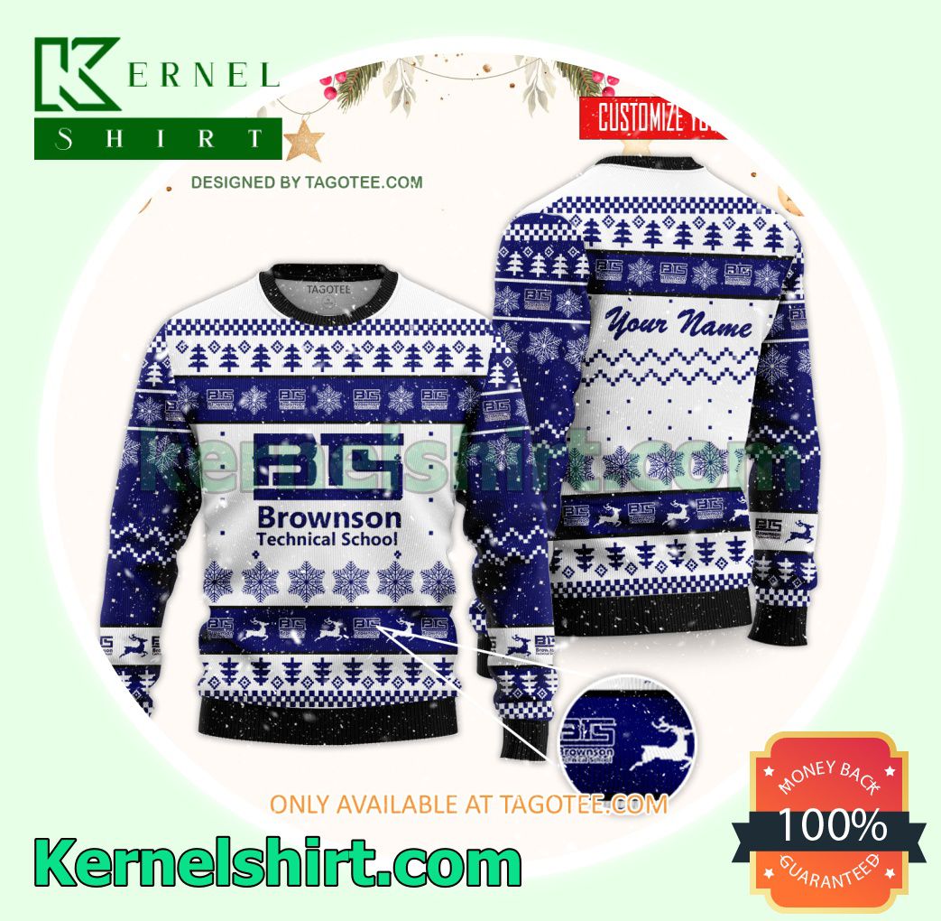 Brownson Technical School Logo Xmas Knit Jumper Sweaters