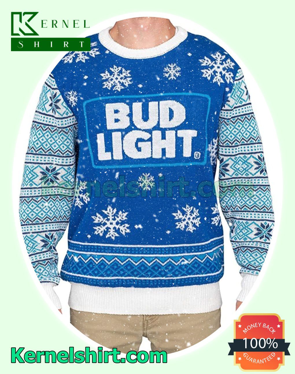 Bud Light Blue Knitted Christmas Sweatshirts