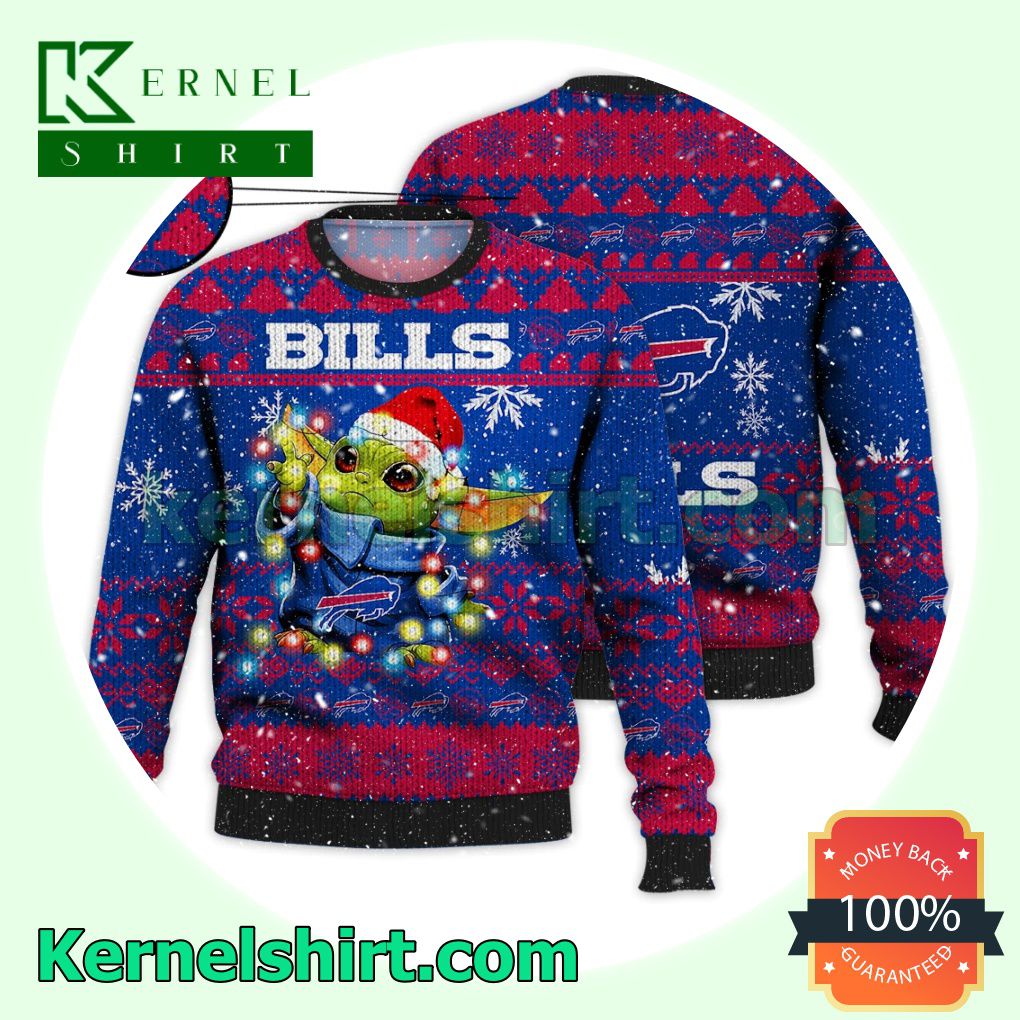 Buffalo Bills Grogu NFL Xmas Knitted Sweater