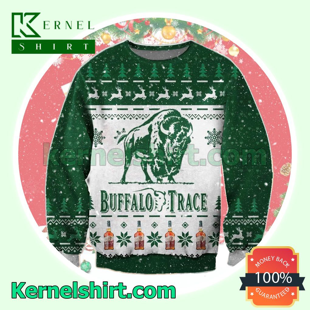 Buffalo Trace Bourbon Green Knitted Christmas Sweatshirts