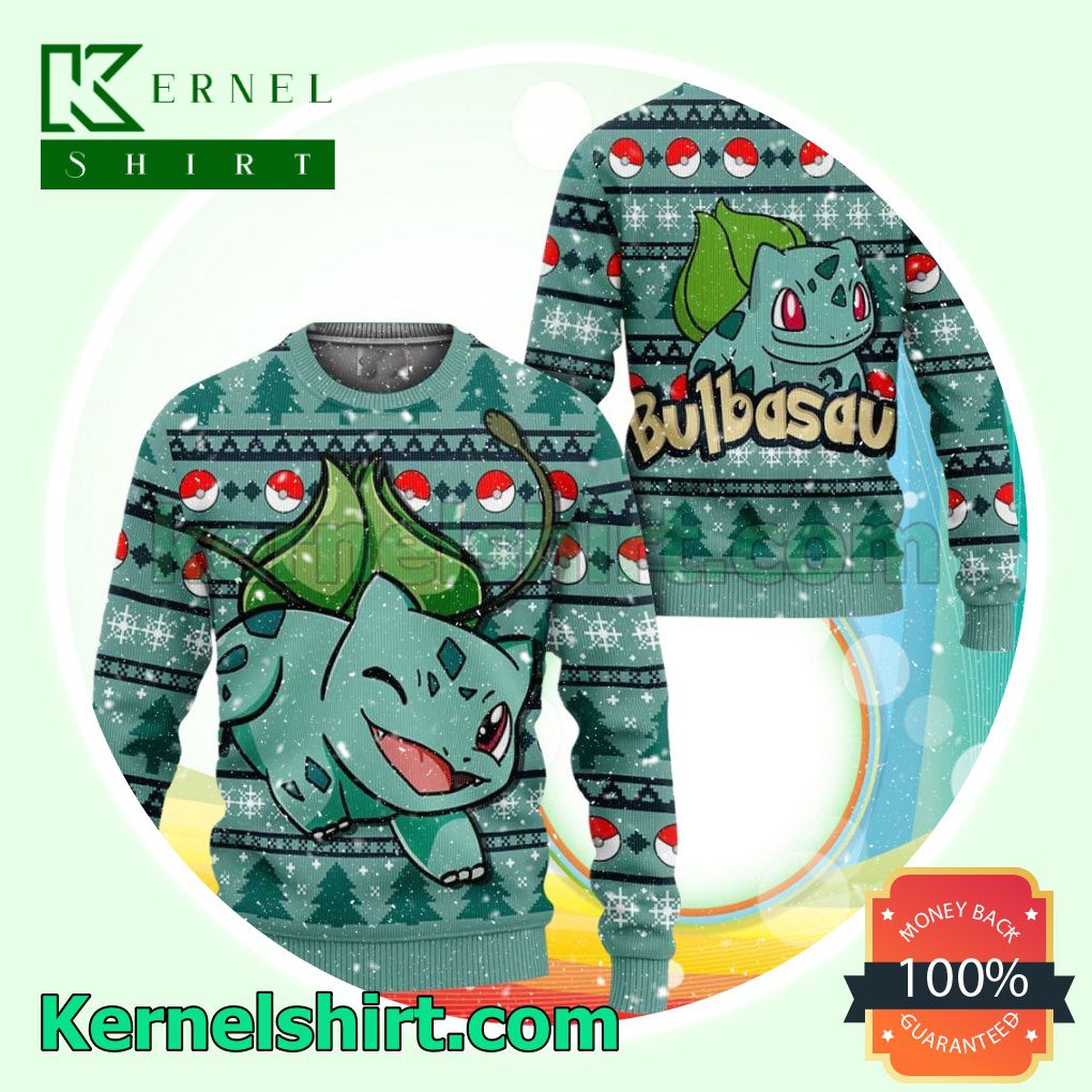 Bulbasaur Pokemon Manga Anime Knitted Christmas Jumper