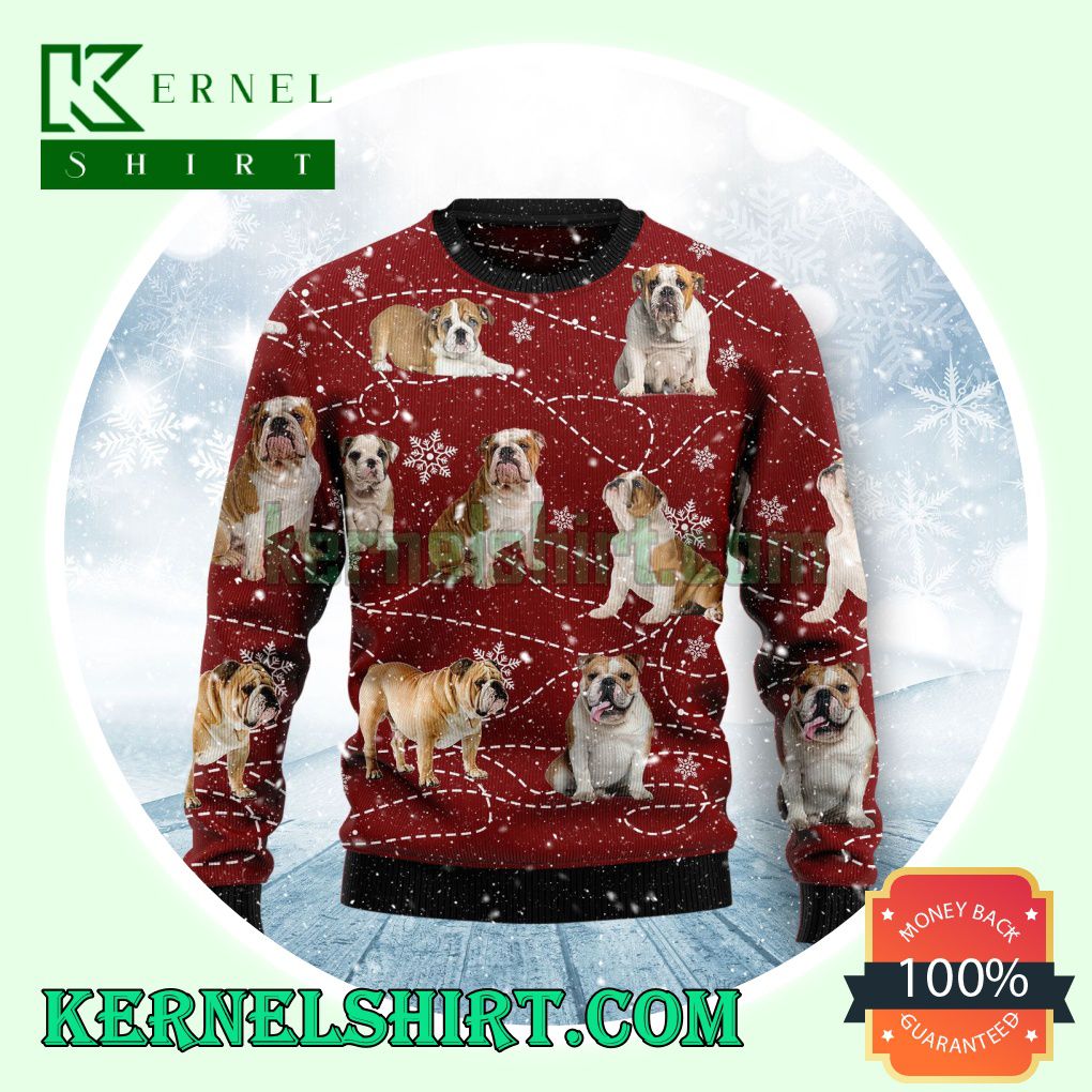 Bulldog Pattern Knitting Christmas Sweatshirts