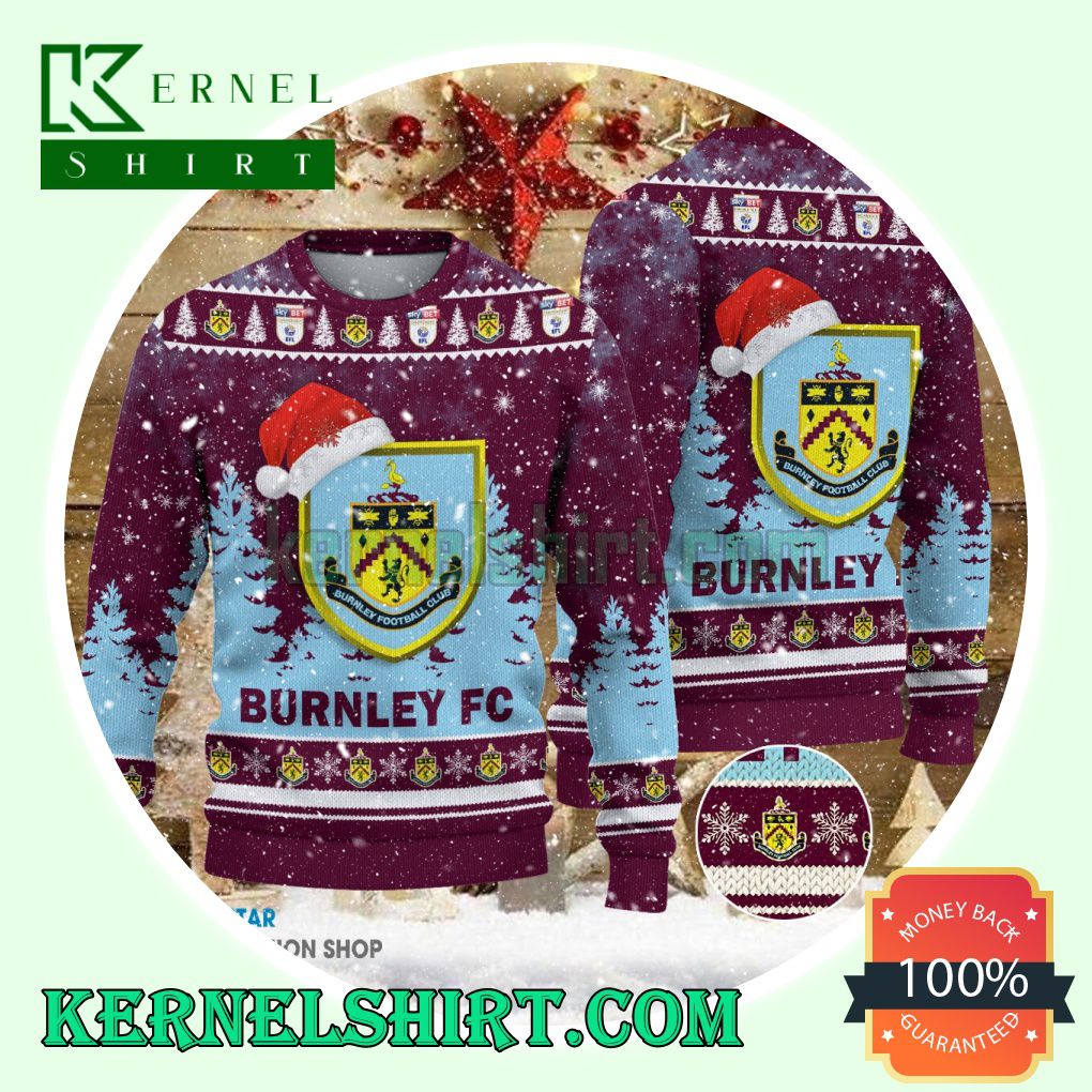 Burnley F.C Club Santa Hat Xmas Knit Sweaters