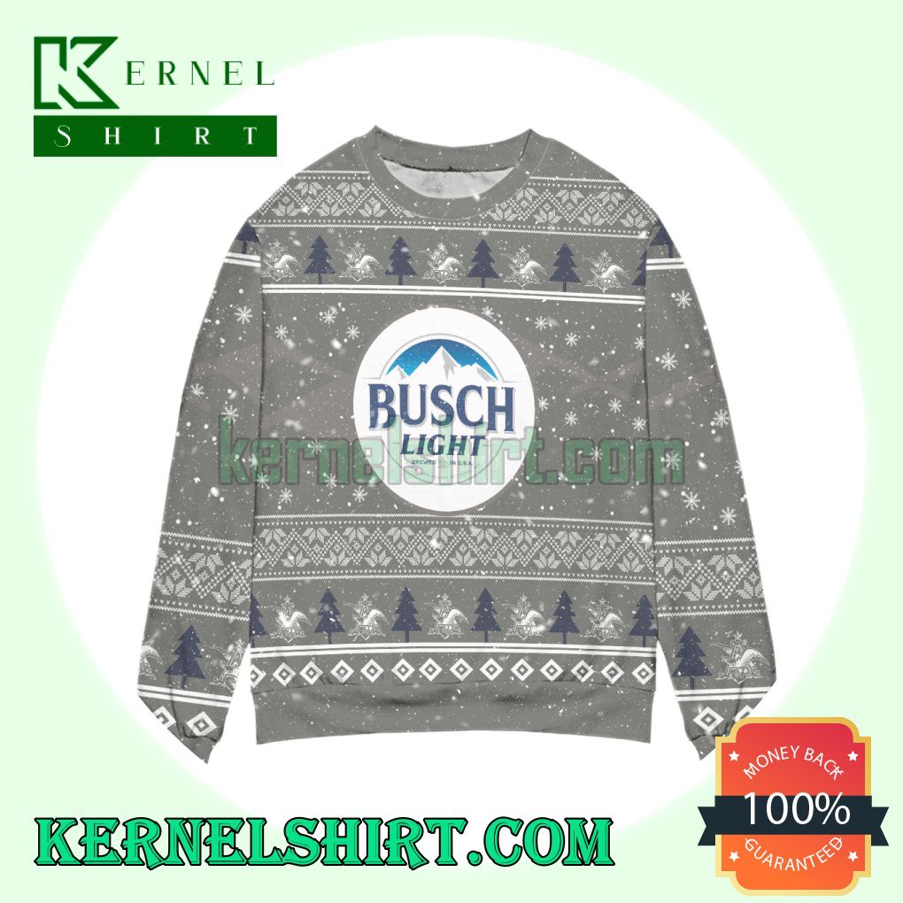 Busch Light Beer Pine Tree & Snowflake Knitting Christmas Sweatshirts