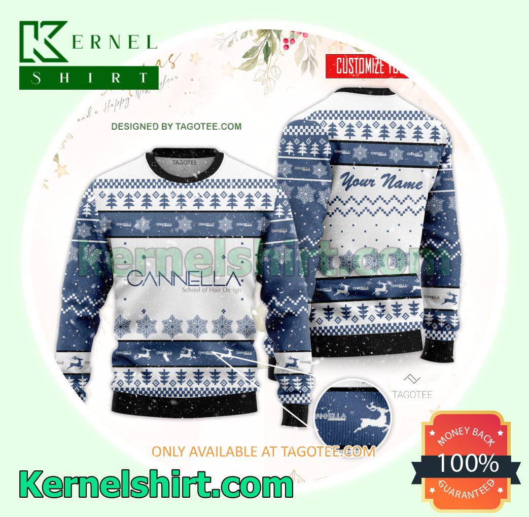 Cannella School of Hair Design-Blue Island Logo Xmas Knit Jumper Sweaters