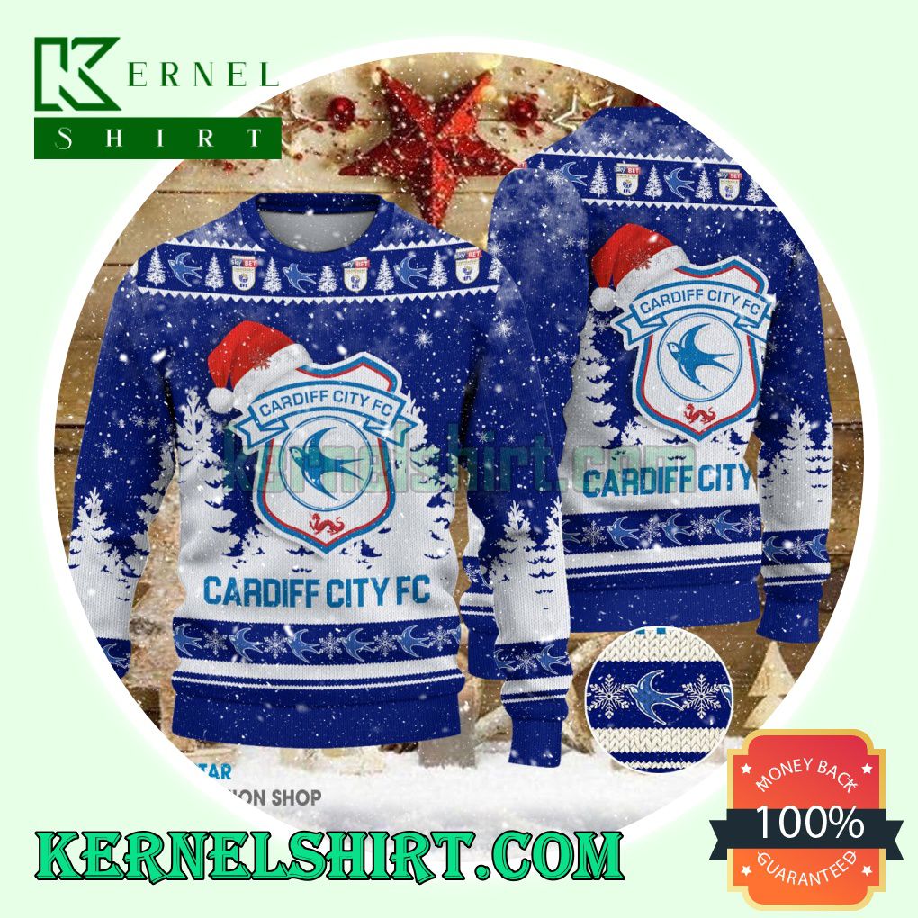 Cardiff City F.C Club Santa Hat Xmas Knit Sweaters