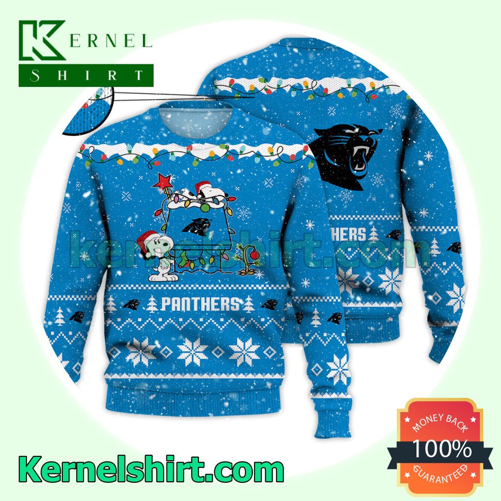 Carolina Panthers Snoopy Dog House Xmas NFL Knitted Sweater