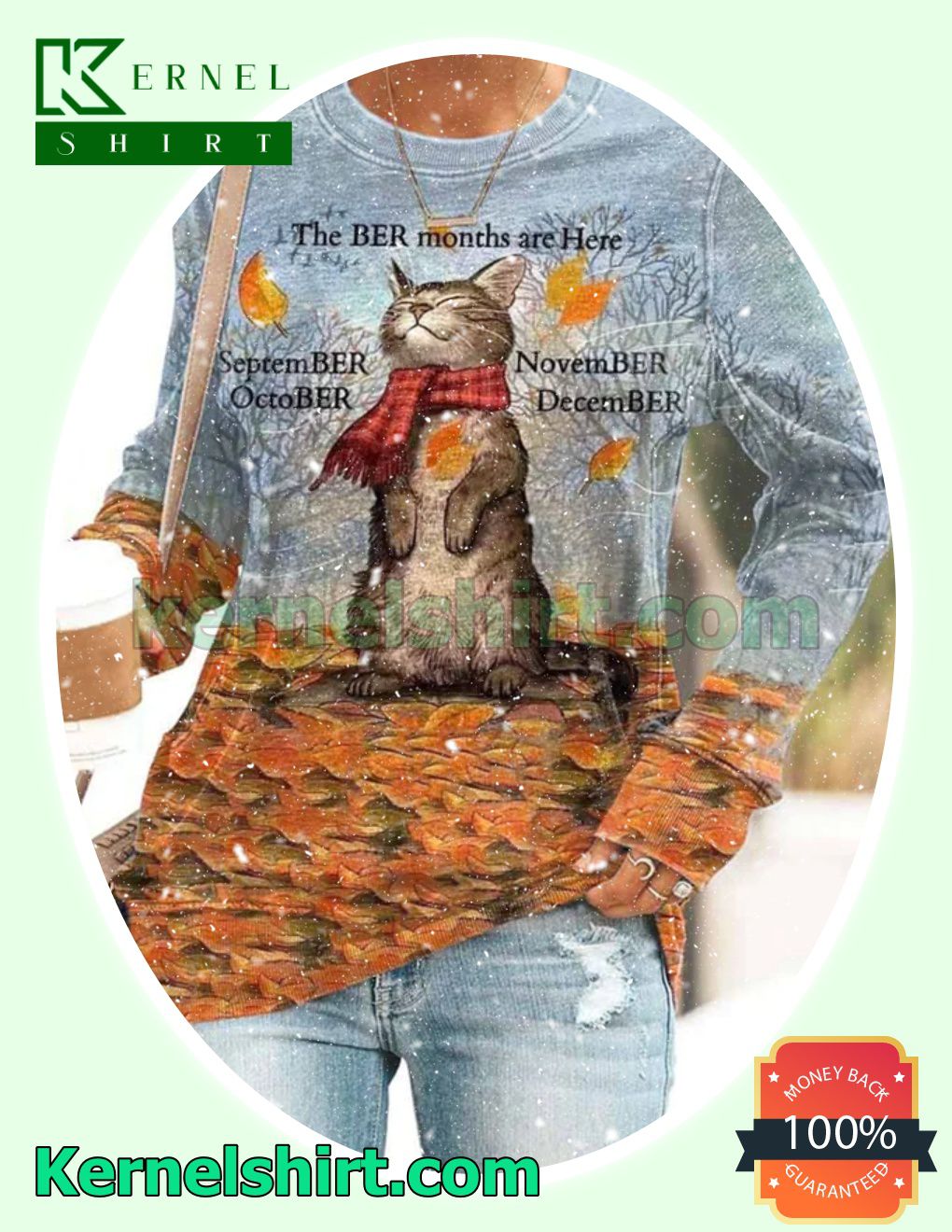 Cat Fallen Leaves The Ber Months Are Here September October November December Xmas Sweaters