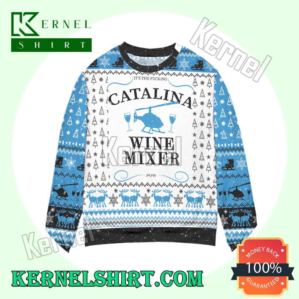 Catalina Wine Mixer Reindeer Snowflake Knitted Christmas Sweatshirts