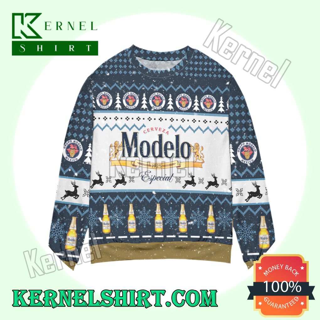 Cerveza Modelo Since 1925 Reindeer Knitted Christmas Sweatshirts