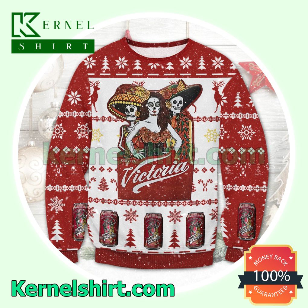 Cerveza Victoria Beer Can Knitted Christmas Sweatshirts