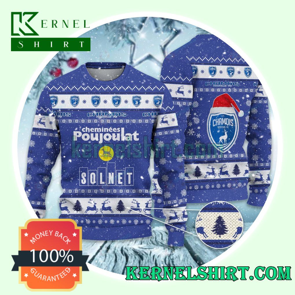 Chamois Niortais FC Club Snowflake Xmas Knit Sweaters