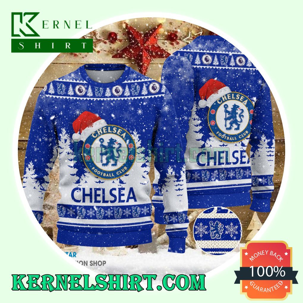 Chelsea F.C. Club Santa Hat Xmas Knit Sweaters