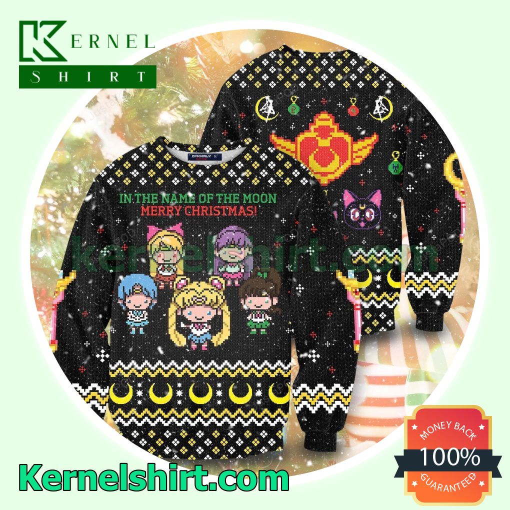 Chibi Characters In The Name Of The Moon Sailor Moon Manga Anime Knitted Christmas Jumper