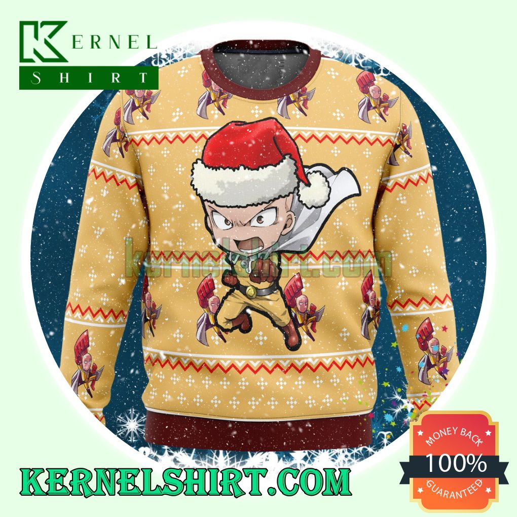 Chibi Saitama One Punch Anime Christmas Sweatshirts