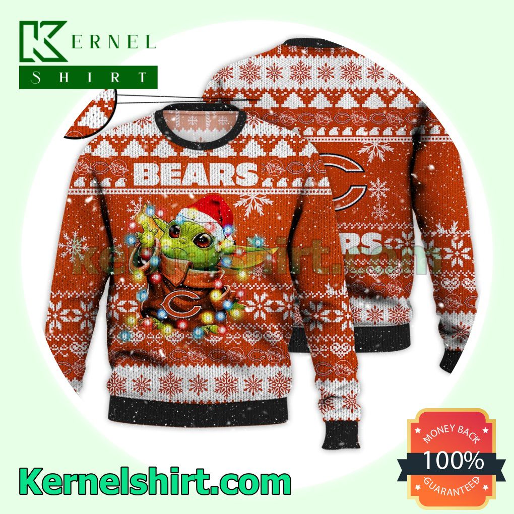 Chicago Bears Grogu NFL Xmas Knitted Sweater