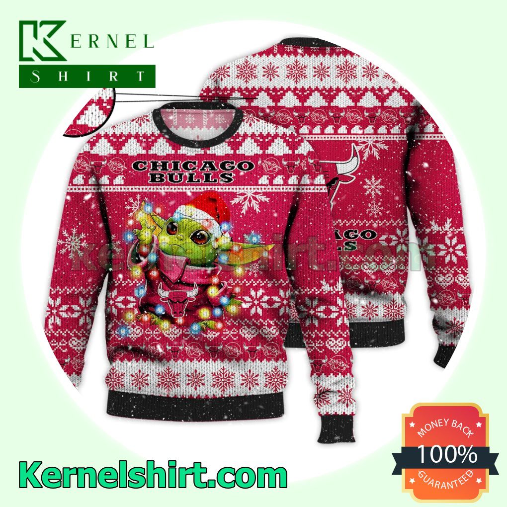Chicago Bulls Grogu NBA Xmas Knitted Sweater