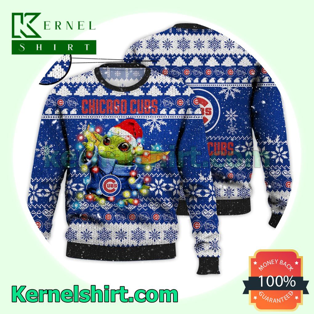 Chicago Cubs Grogu MLB Xmas Knitted Sweater