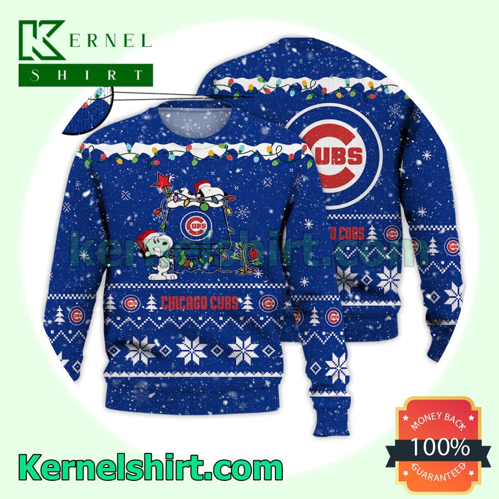 Chicago Cubs Snoopy Dog House Xmas MLB Knitted Sweater