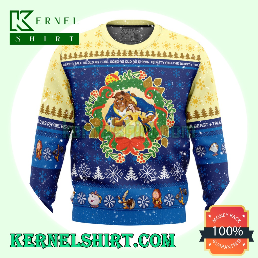 Christmas Beauty And The Beast Disney Knitting Christmas Sweatshirts