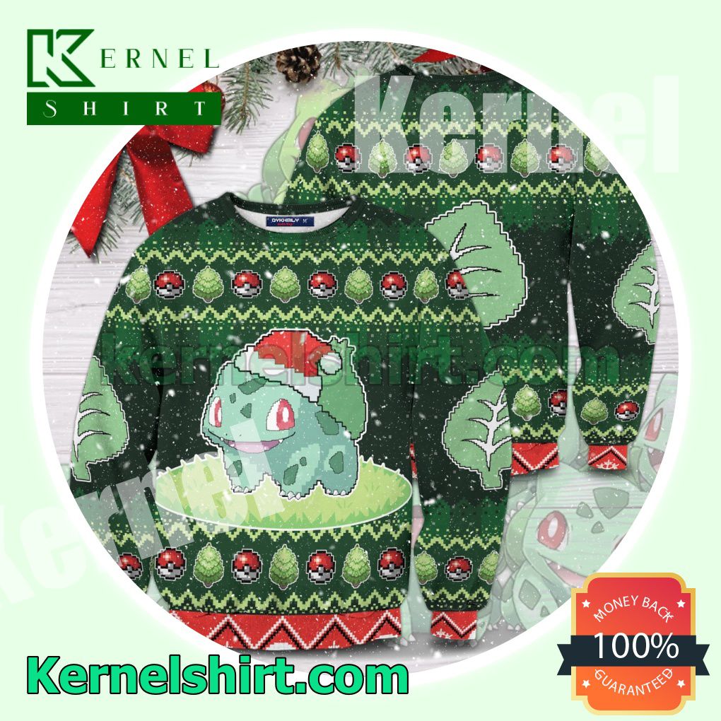 Christmas Bulbasaur Pokemon Knitted Christmas Sweatshirts