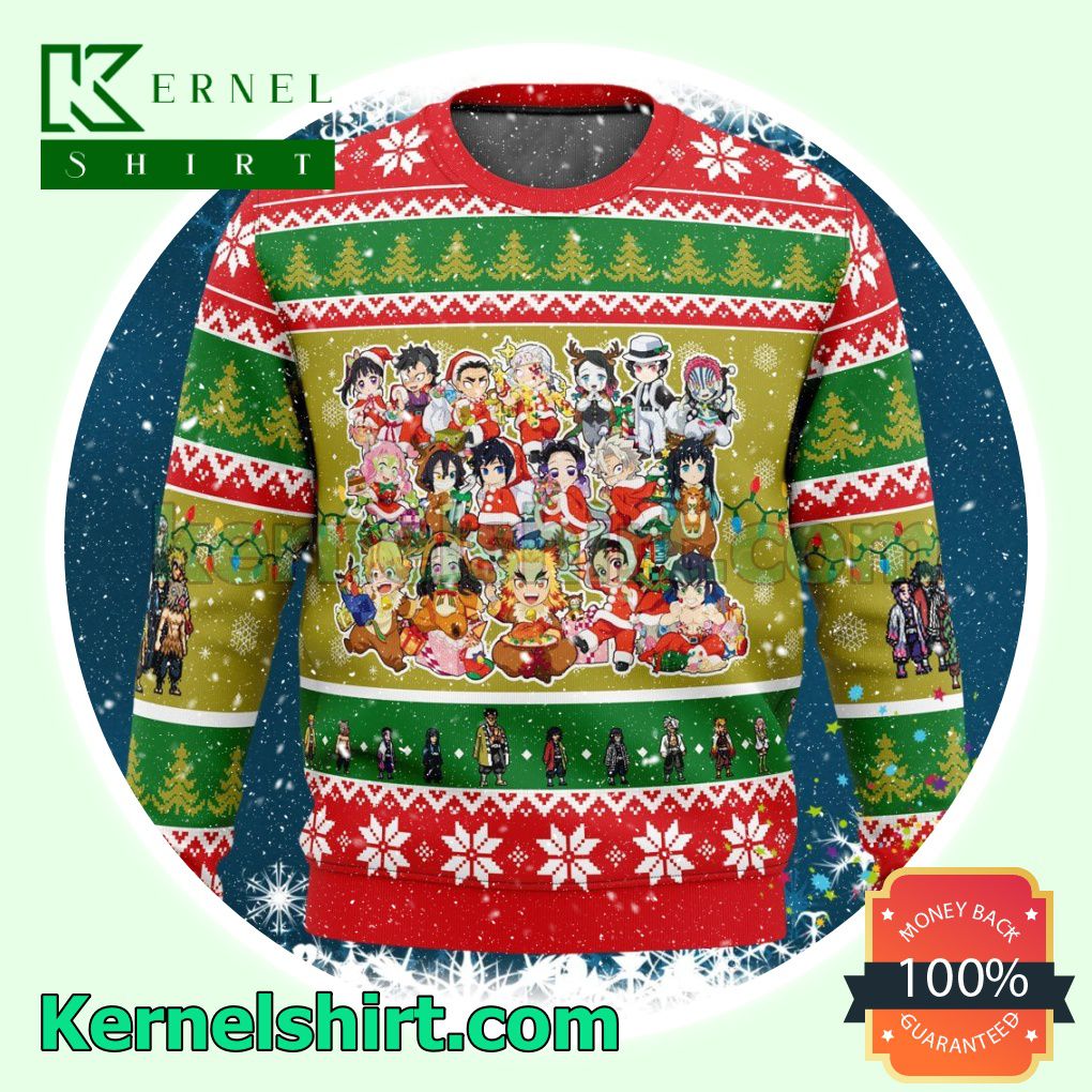 Christmas Demon Slayer Squad Manga Anime Knitted Christmas Jumper