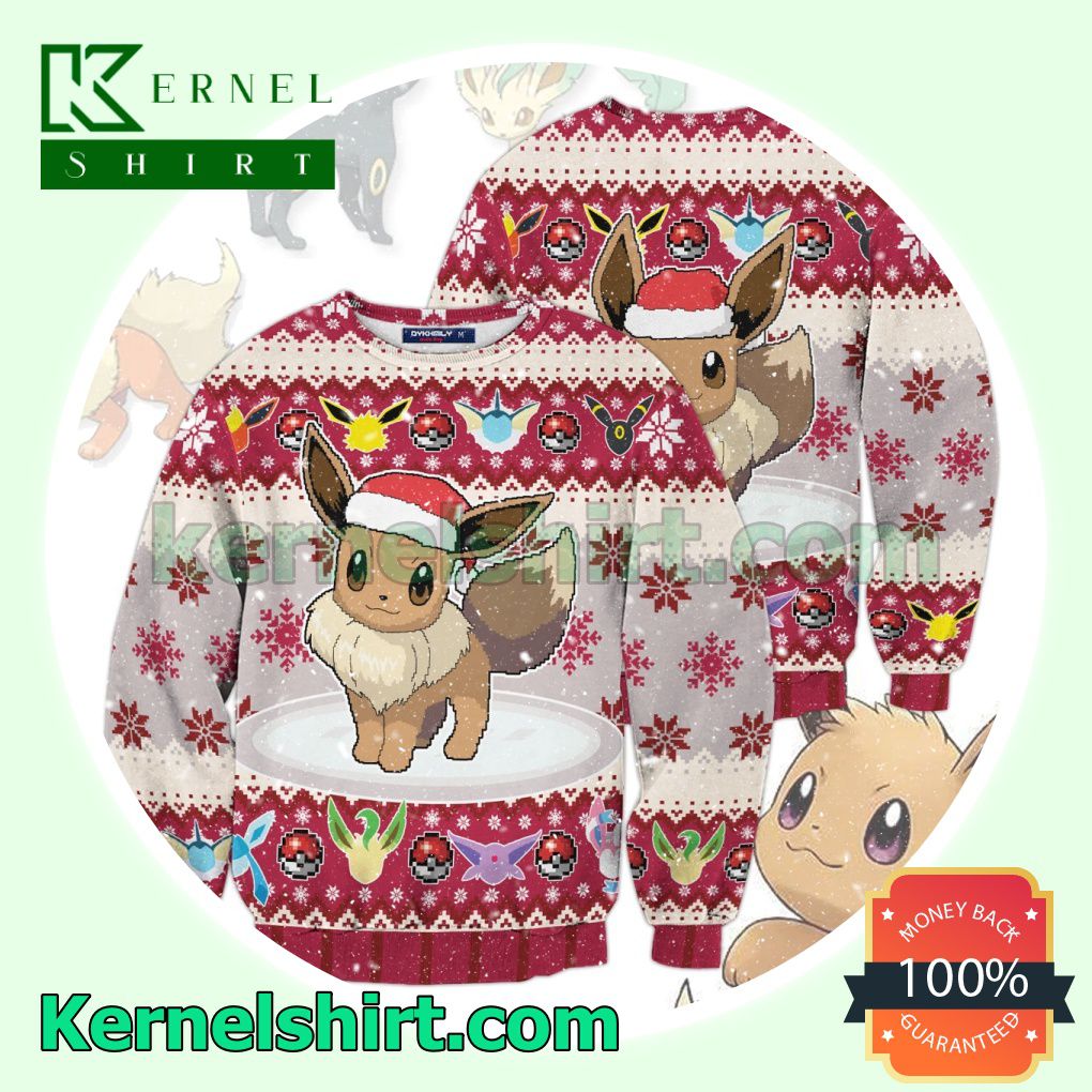 Christmas Eeveelution Pokemon Knitted Christmas Sweatshirts