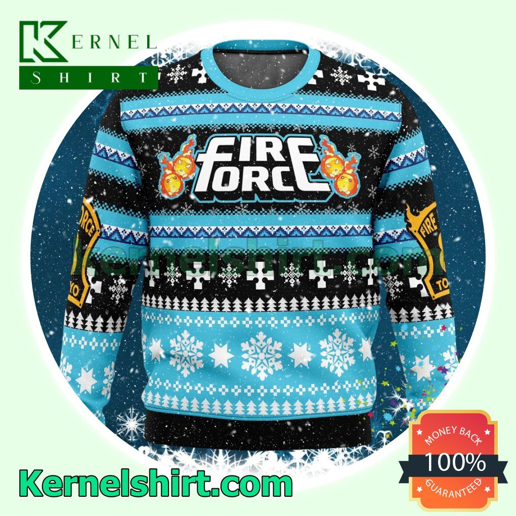 Christmas Flame Fire Force Knitted Christmas Jumper