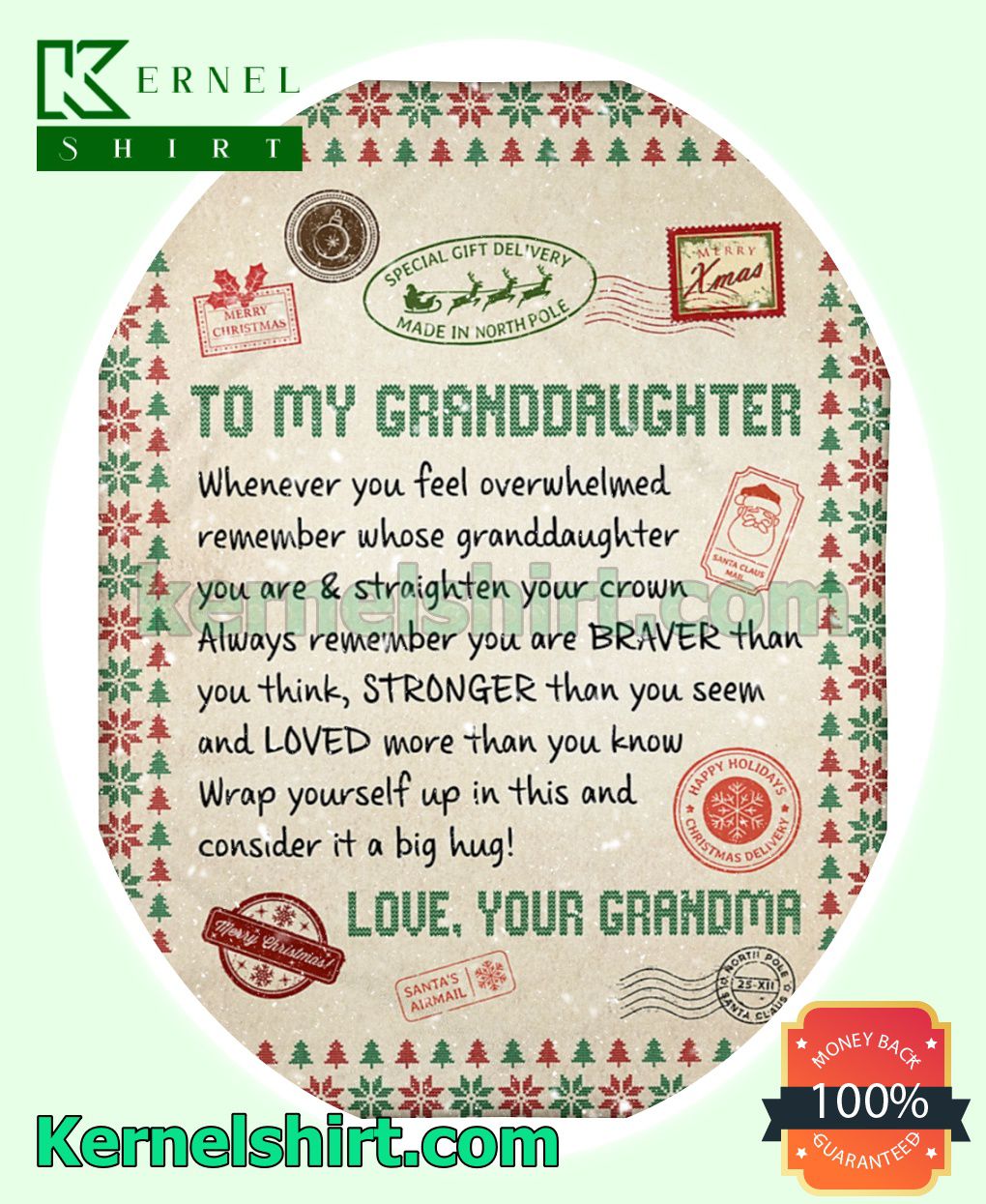 Christmas Letter To My Granddaughter Braver Stronger Loved Quilted Blanket