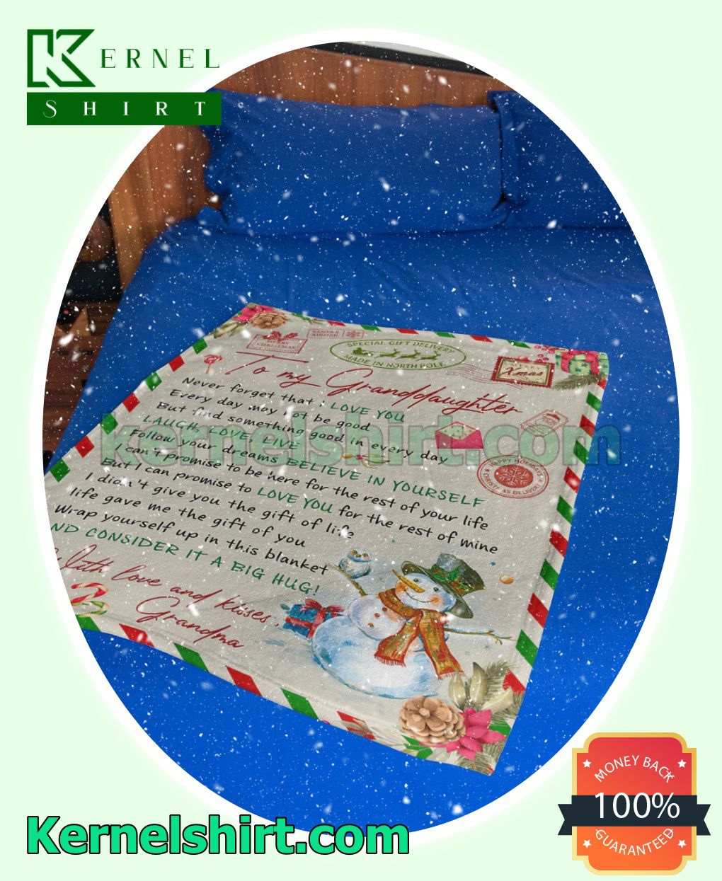 Christmas Letter To My Granddaughter Never Forgot That I Love You Sherpa Bed Blanket a