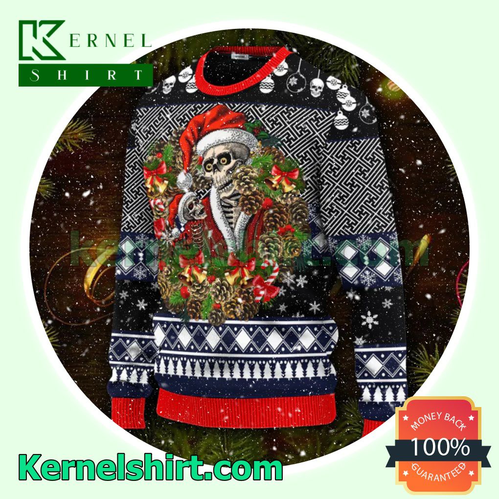 Christmas Santa Claus Skull Xmas Knit Jumper Sweaters