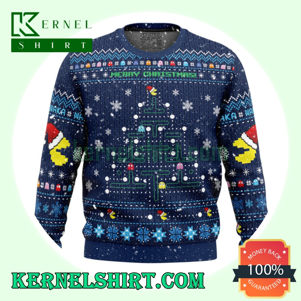 Christmas Tree Pac-man Knitting Christmas Sweatshirts