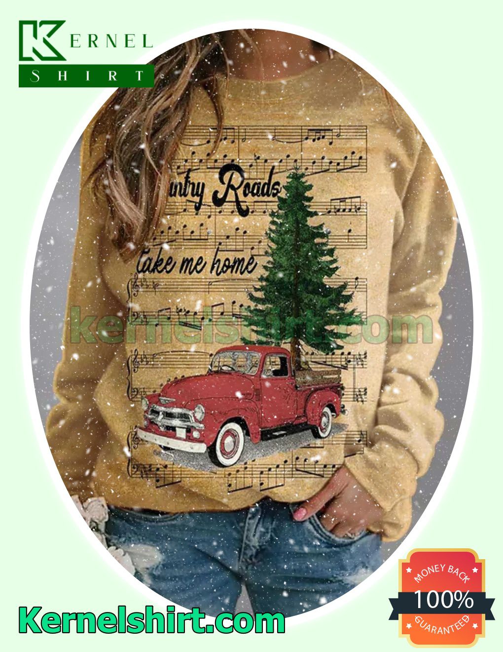 Christmas Tree Truck Country Roads Take Me Home Sheet Music Xmas Sweaters