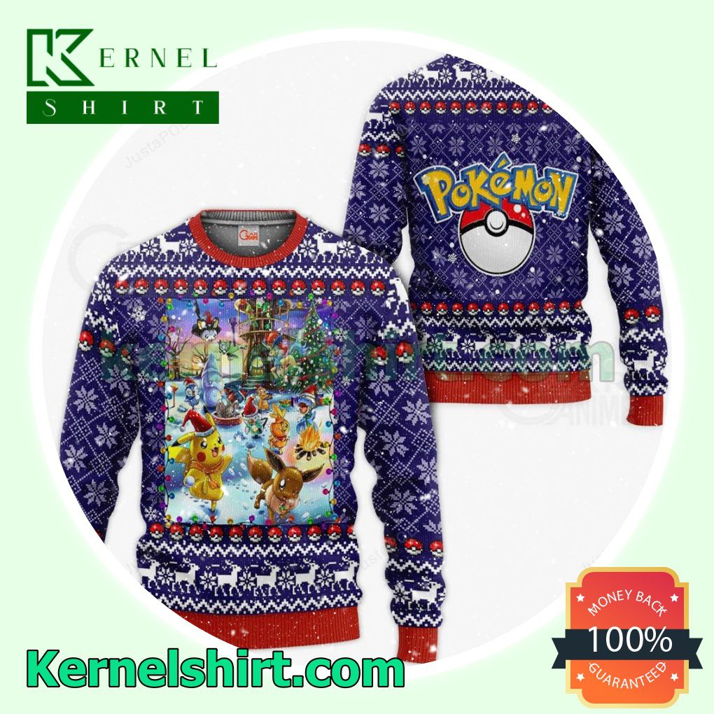 Christmas Vacation Pokemon Manga Anime Knitted Christmas Jumper