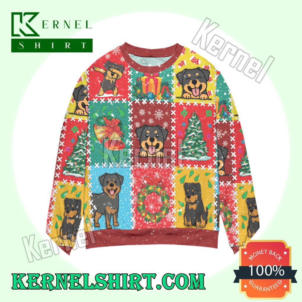 Christmas Vacation With Rottweiler Snowflake Knitted Christmas Sweatshirts