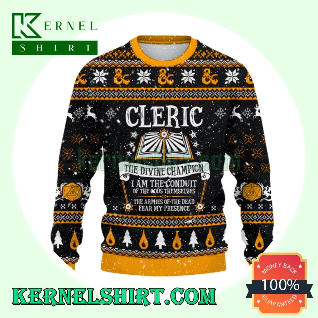 Cleric The Divide Champion D20 Dungeons Xmas Knit Sweaters