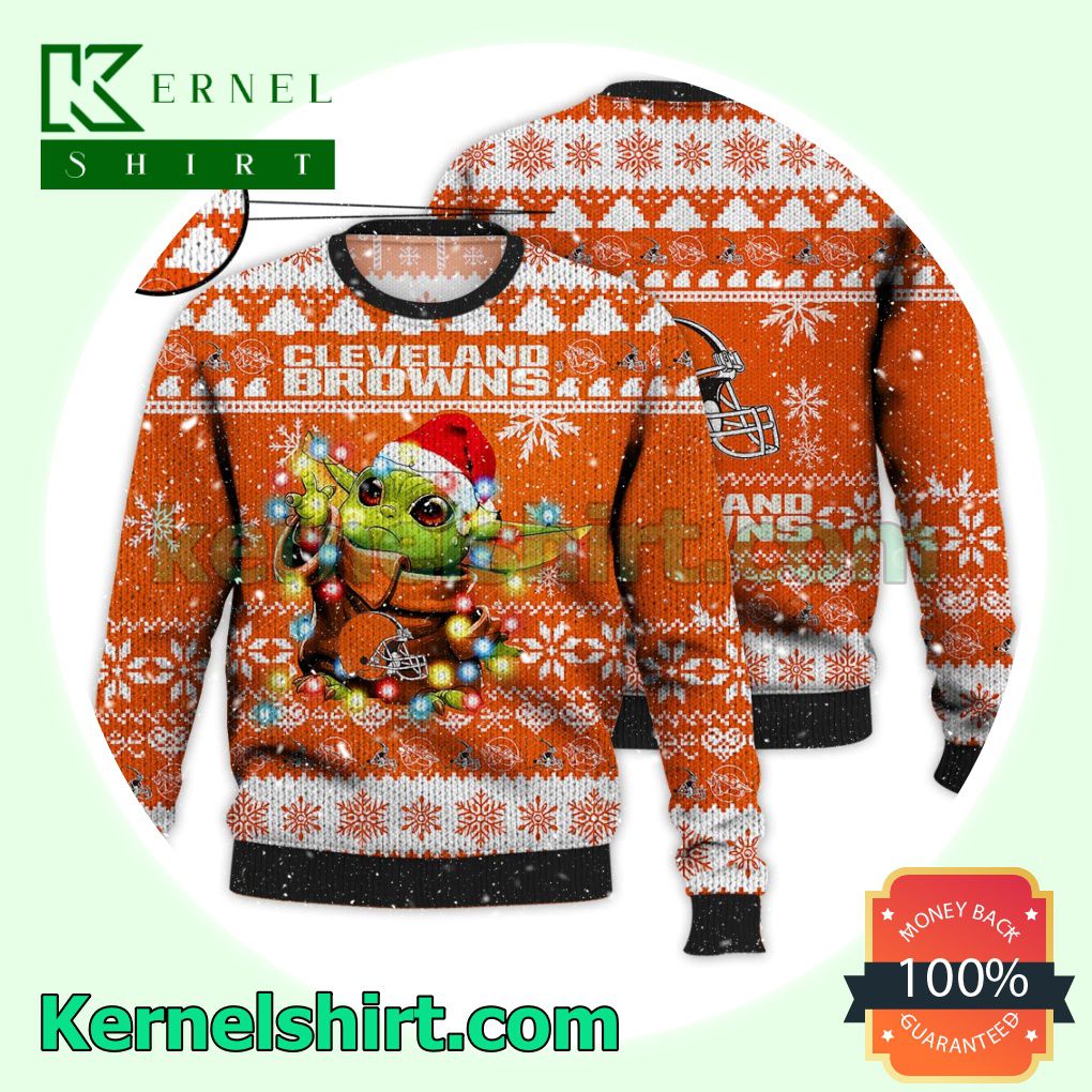 Cleveland Browns Grogu NFL Xmas Knitted Sweater
