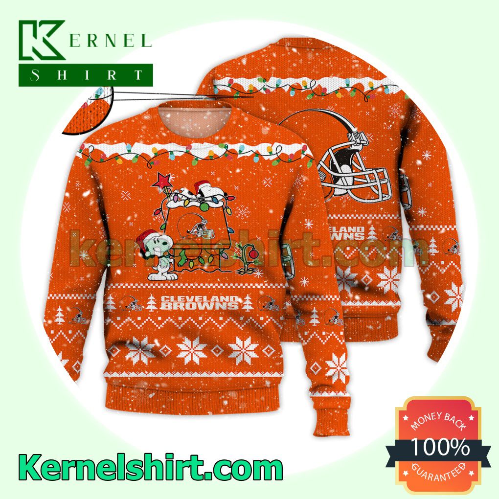 Cleveland Browns Snoopy Dog House Xmas NFL Knitted Sweater