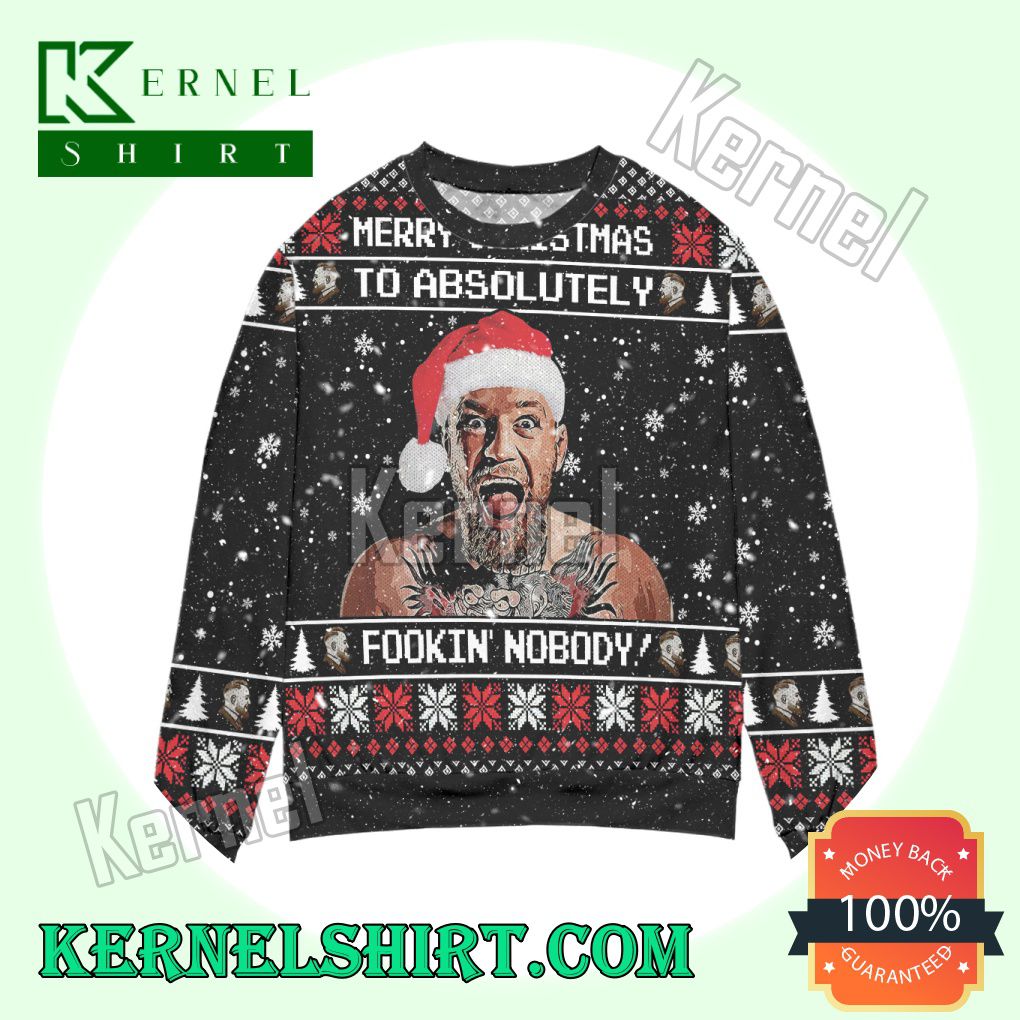 Conor McGregor Merry To Fookin' Nobody Knitted Christmas Sweatshirts