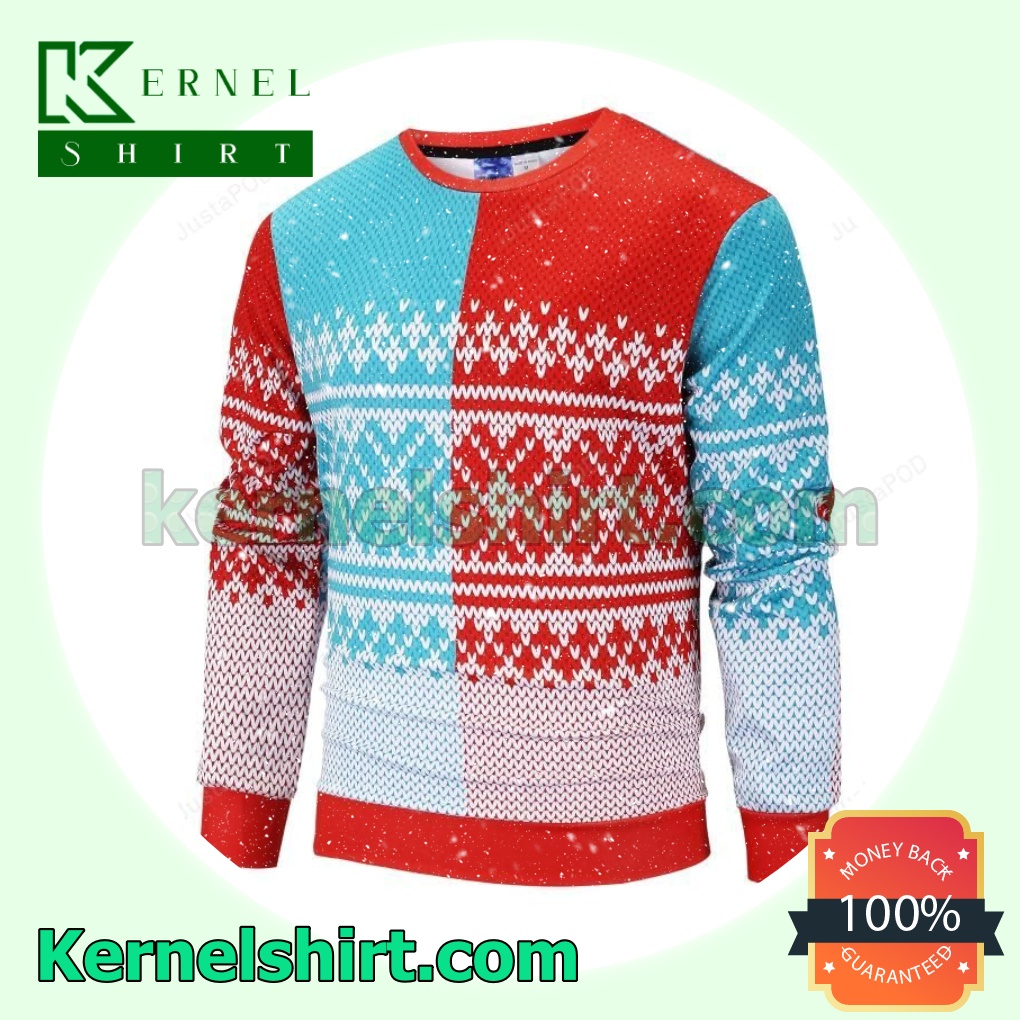 Cool Christmas Snowflake Striped Pattern Icon Knitted Christmas Jumper