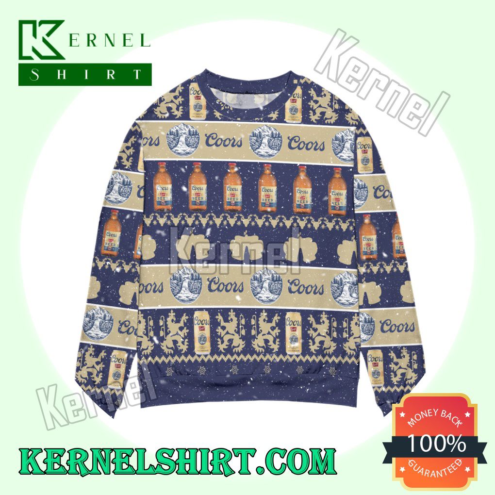 Coors Banquet Beer Reindeer Knitted Christmas Sweatshirts