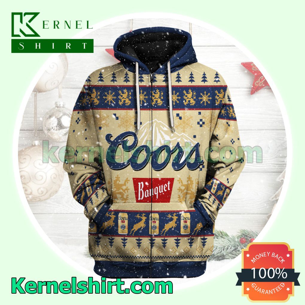 Coors Banquet Xmas Ugly Hoodie Jacket