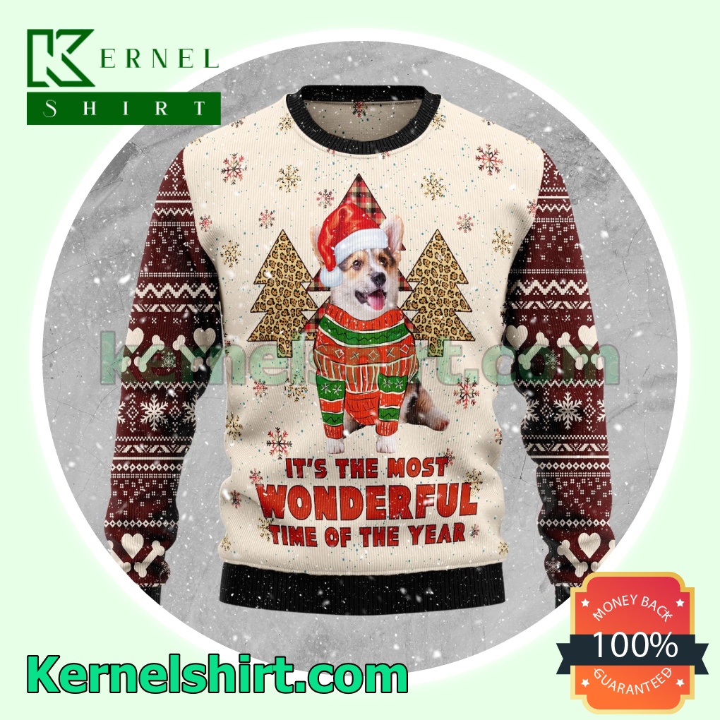 Corgi The Most Wonderful Time Knitted Christmas Jumper