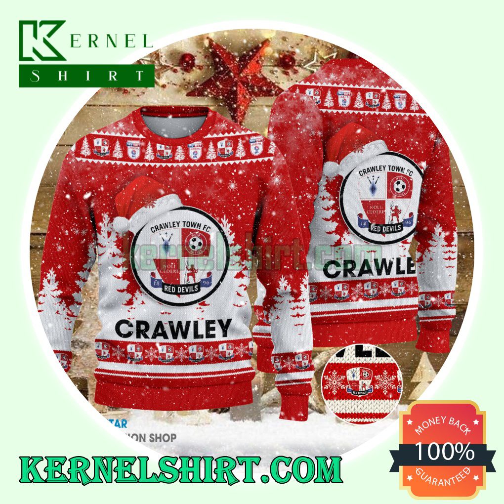 Crawley Town Club Santa Hat Xmas Knit Sweaters