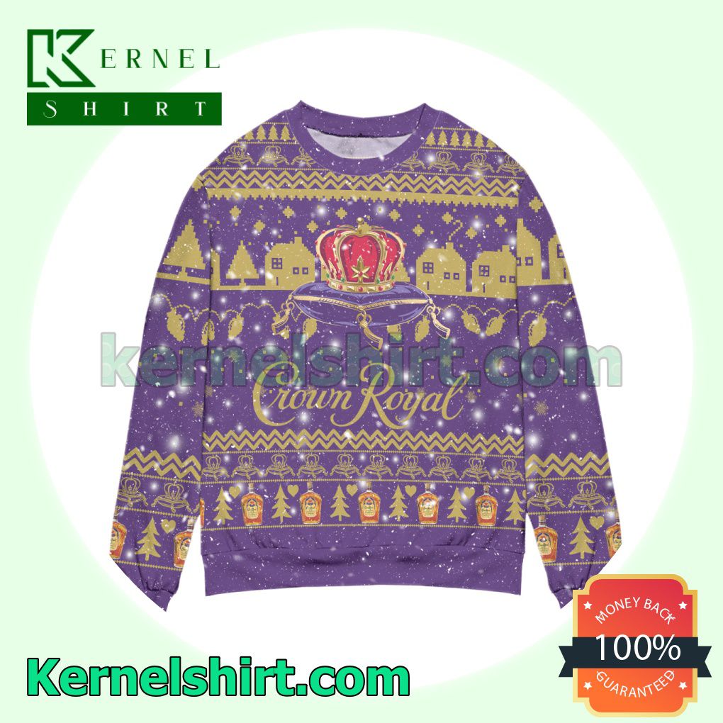Crown Royal Canadian Whisky Snowflake Knitted Christmas Sweatshirts