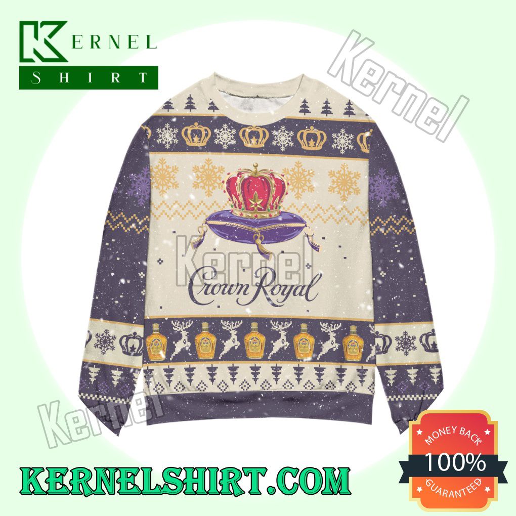 Crown Royal Reindeer & Snowflake Knitted Christmas Sweatshirts