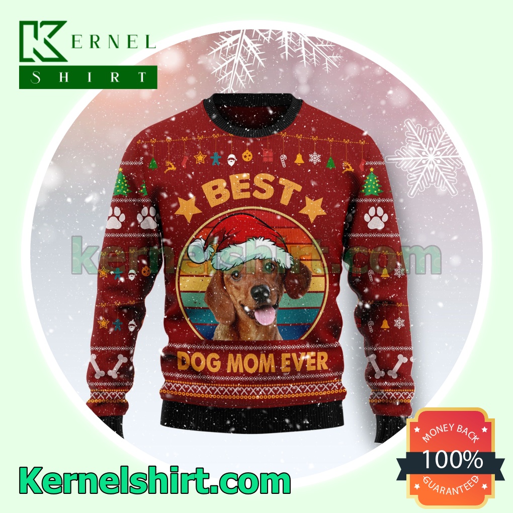 Dachshund Best Dog Mom Ever Knitted Christmas Jumper